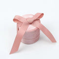 Velvet Pink Round Ring Box with Bow