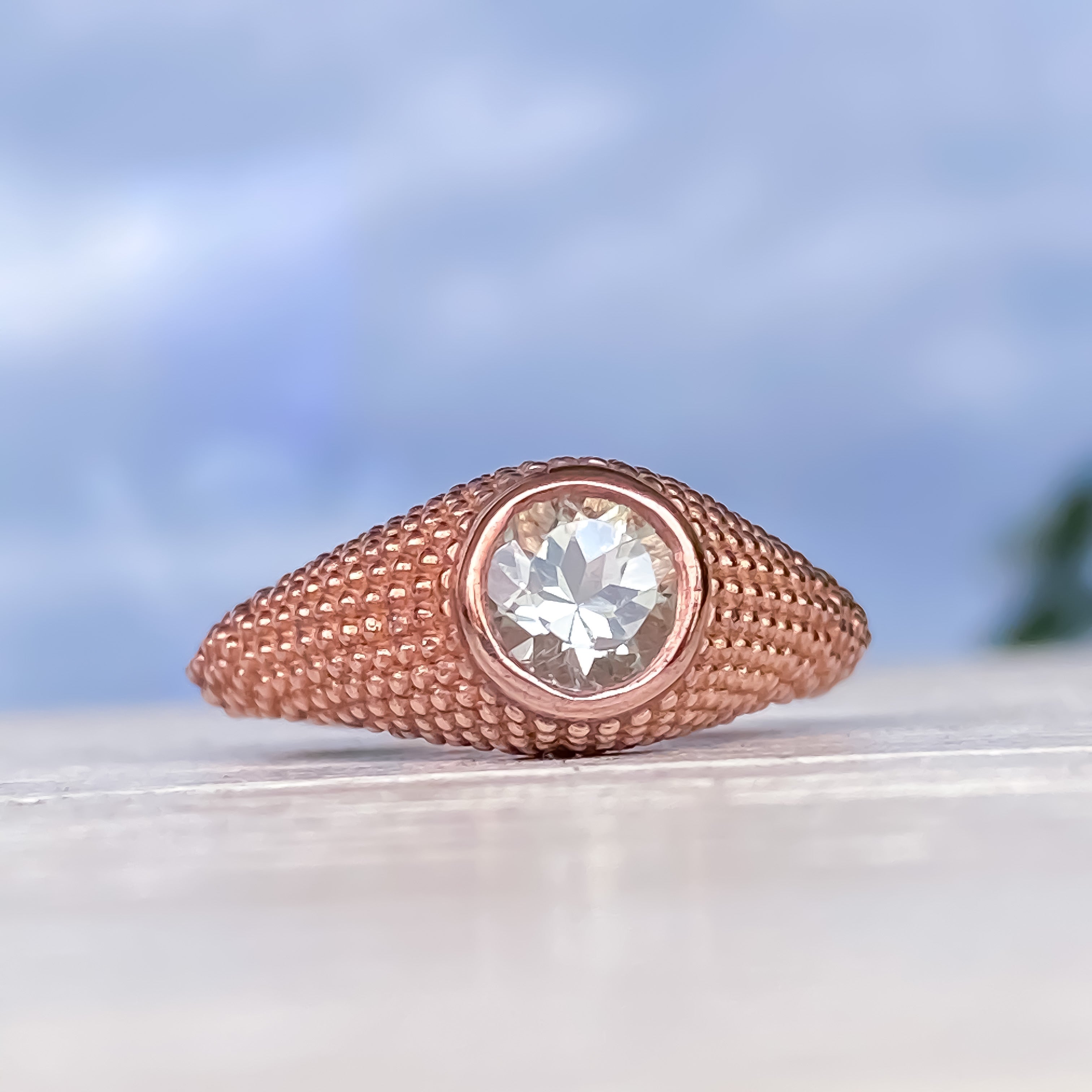 Nubia Round Green Amethyst Rose Gold Ring Size 7US